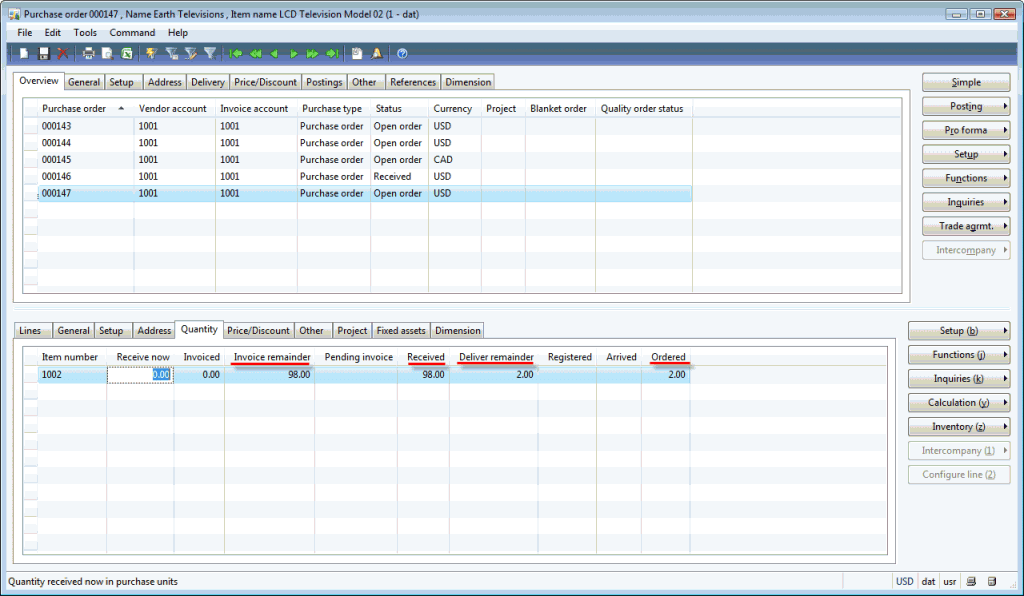 Posting packing slip form, Lines tab | Dynamics AX Training