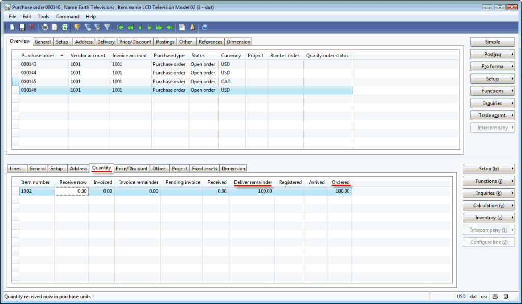 Posting packing slip form, Lines tab | Dynamics AX Training