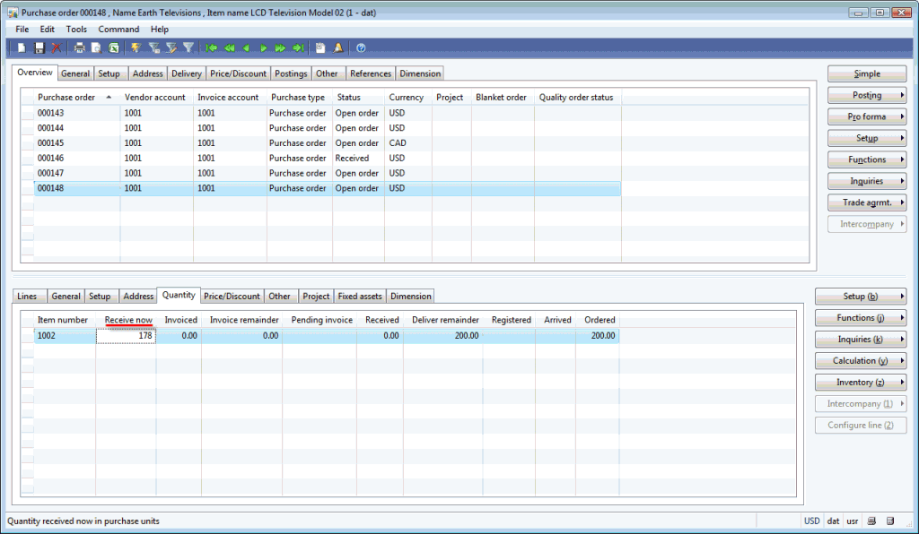 Posting packing slip form, Parameters tab | Dynamics AX Training